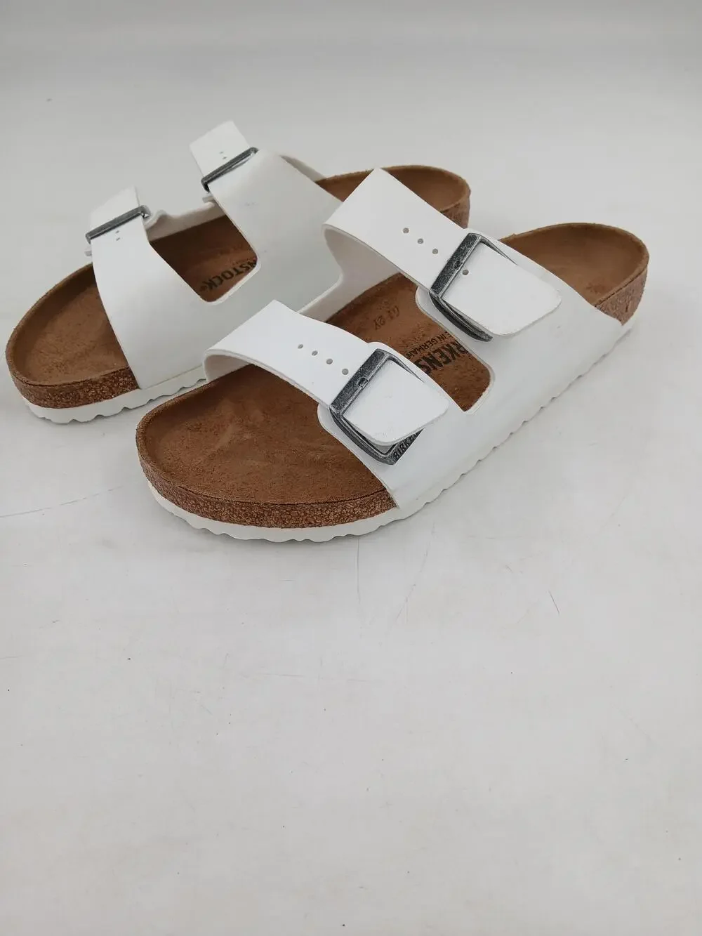 Birkenstock Arizona Shoes Mens Size 9 White Slide Sandals Arch Support Germany